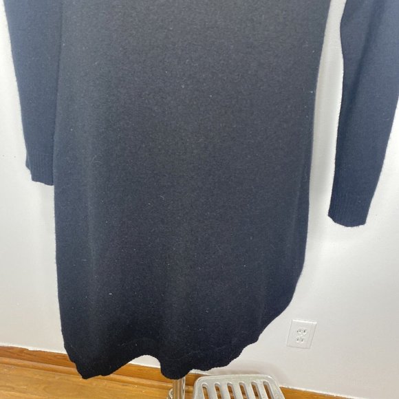 VKoo Cashmere Sweater Dress Size M Black V Neck Long Sleeve Wiggle Knee Length - Picture 4 of 8